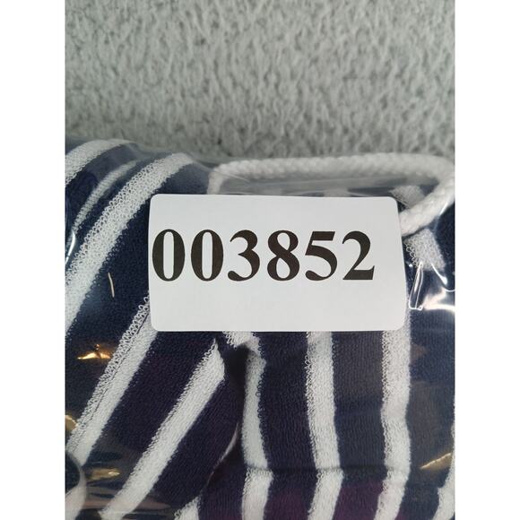 Lands' End Swim Coverup Womens Medium (10-12) Blue Hooded Terry Cloth Stripe NWT - Picture 7 of 7